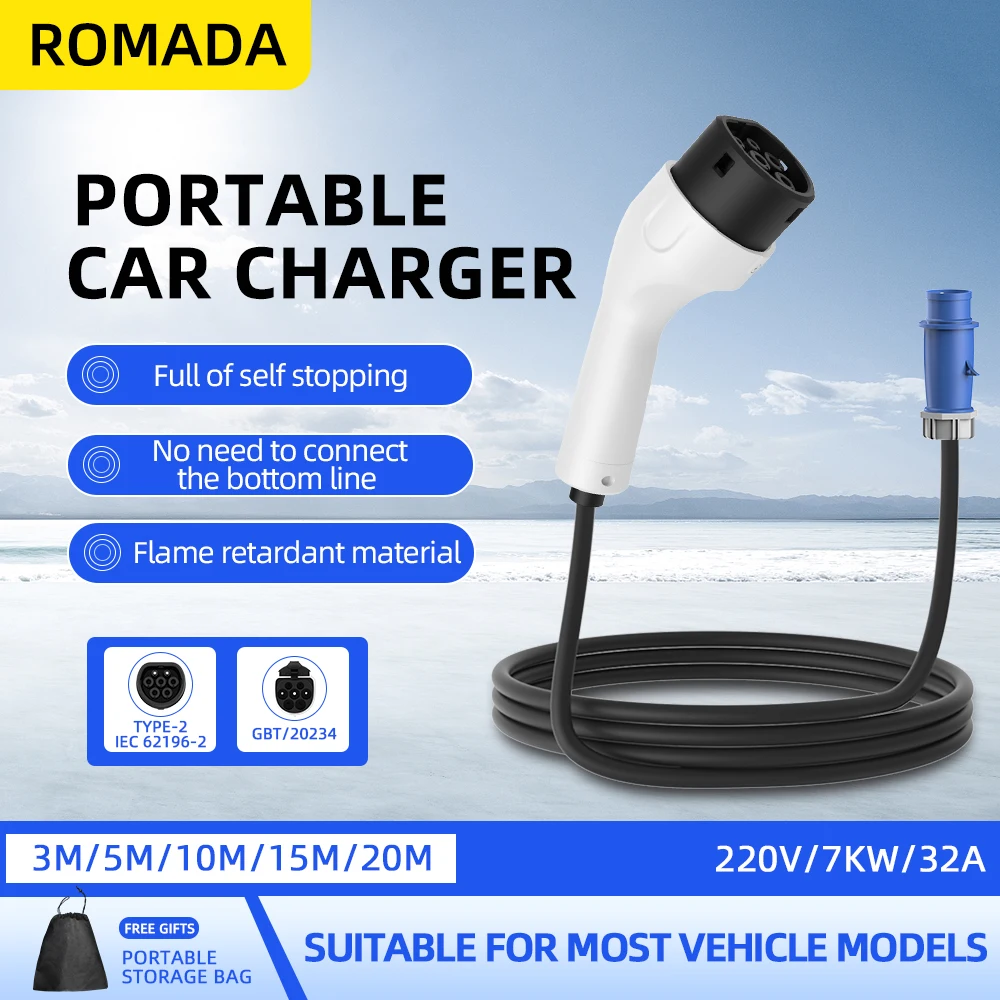 Ev Charger Adapter - ROMADA Type2 IEC62196-2 para vehículo eléctrico